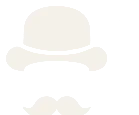 Marque Gentleman Coiffure, chapeau melon et moustache